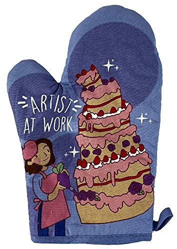 Artist at Work Oven Mitt Funny Cake Decorating Baking Dessert Kitchen Glove Crazy Dog Novelty Oven Mitt Aprons for Foodies Funny Graphic Kitchenwear Artist at Work Oven Mitt
