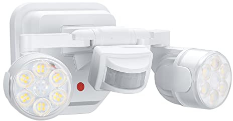 OREiN Motion Sensor Outdoor Lights, 450° Superwide Adjustment Dimmable Dusk to Dawn Flood Lights Outdoor, 5000K/12W (150W Equiv) Outside LED Security Lights IP65, White (Hardwired)