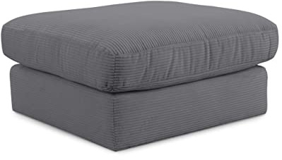 CAVADORE XXL-Hocker Fiona / Mega Beistellhocker mit weicher Polsterung / Quadratisch / 97 x 90 x 97 / Cordstoff Grau