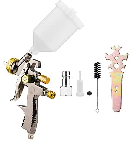 Karlak LVLP Spray Gun,LVLP 1.8mm Air Spray Gun Kit 600cc Fluid Cup Gravity Feed Air Paint Sprayer Mini Handheld 360-degree Paint Spraying Gun for Car Repair Furniture Surface Wall Painting DIY Models