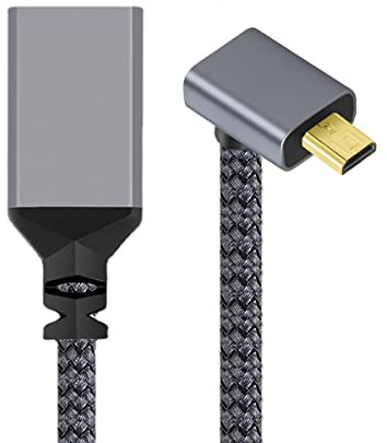 chenyang CY - Cable micro HDMI a HDMI, micro HDMI 1.4 macho a HDMI hembra, cable de extensión 4K, ángulo de 90 grados hacia arriba