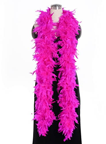 Federboa Feder Boa Kostüm-Accessoire für 20er Jahre 1920s Gatsby Karneval Halloween Fasching Kostümzubehör Theater Kostüm (2m/6.6ft, neonrosa)