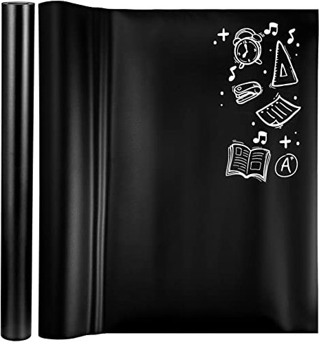 Ciieeo Tableau Noir Papier Rouleau 2 Pièces Tableau Noir Autocollant Auto-Adhésif Film Papier Peint Pour L'école Bureau Maison