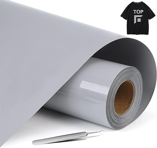 NCRGB Vinile Termoadesivo per Tessut,Pellicola per Plotter in Vinile a Trasferimento Termico,Facile da Tagliare e Sarchiare,Vinile Adesivo per T-Shirt (Grigio, 30.5×400 cm)