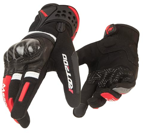 Msport Guanti Moto Motocross con Protezioni in Carbonio – Antiscivolo, Traspiranti e Touch Screen, Ideali per Motociclismo, Enduro e Scooter
