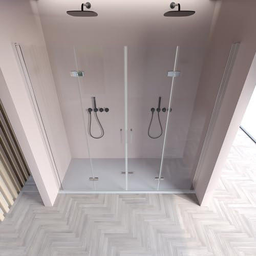 Porte de douche niche porte pliante avec entrée centrale H195cm 6mm REA - 160