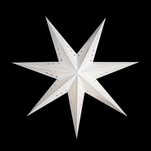 Sterntaler Dekostern | Weihnachtsstern Papier | Samt | Faltstern | Weiß | 75cm | Innen | Glühbirne | Netzstecker