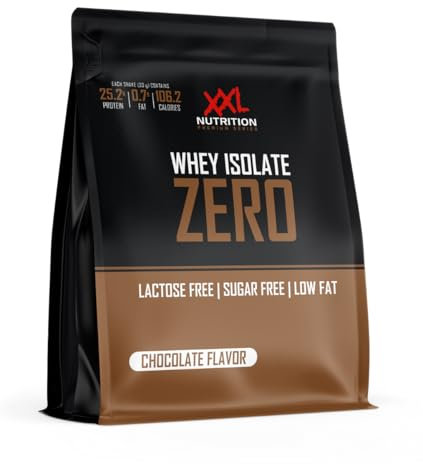 XXL Nutrition - Whey Isolate Zero - Laktosefreies Protein Pulver Isolat - 90% Eiweiss, Laktosefrei, Zuckerfrei - Chocolate - 1000 Gramm
