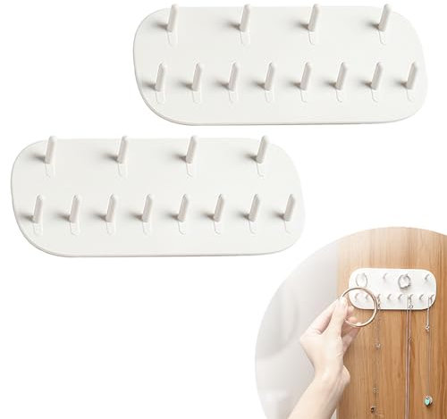 EBbels Wand-Schmuckhalter, 2pcs Selbstklebende Wand Montiert Schmuck Veranstalter, Hanging Display Veranstalter, Schmuck-Halter Für Ohrringe, Armbänder, Halskette