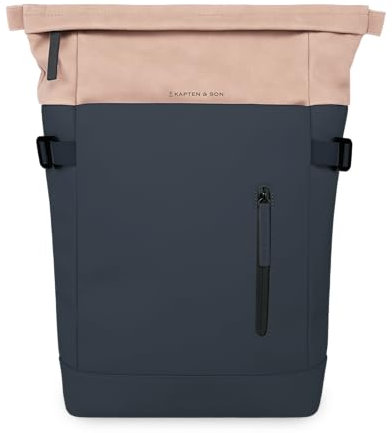 Kapten & Son Rucksack Aarhus Navy Blush 14 L | Rucksack Damen & Herren Blau | Rolltop mit 14 Laptopfach | Backpack ideal für Reisen, City, Uni, Arbeit | wasserabweisend