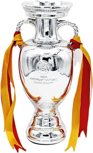 AMMICCO European Champions Football Trophy Delauna Cup Replica Resin Football Trophy Collection Souvenirs Decorations for Home Office Gifts for Fans (16cm)