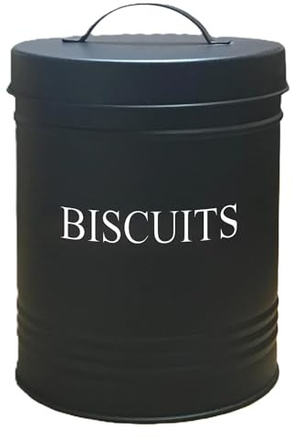 Nobel Biscuits, Cookies Canisters, Storage Barrel Style, Rust Resistant, Powder Coated Ideal for Kitchen Storage (Black)