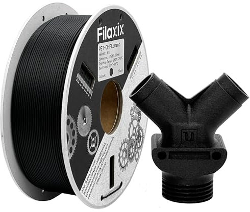 Kohlefaser-PET-Filament 1,75 mm, Hohe Festigkeit und Steifigkeit, Geringe Kriechneigung, Geringe Feuchtigkeitsempfindlichkeit,Kompatibel mit Bambu LAB, QIDI MAX3 3D-Drucker, Schwarz