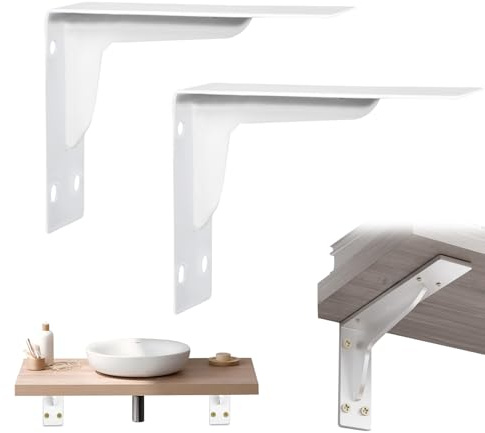 Equerre Charge Lourde,Equerre Etagere Murale,équerre étagère,Support Etagere avec Vis à Expansion Métallique * 4, Vis Auto-Taraudeuses * 4, Equerre Etagere Murale Blanche 2 Pièces (190×140mm)