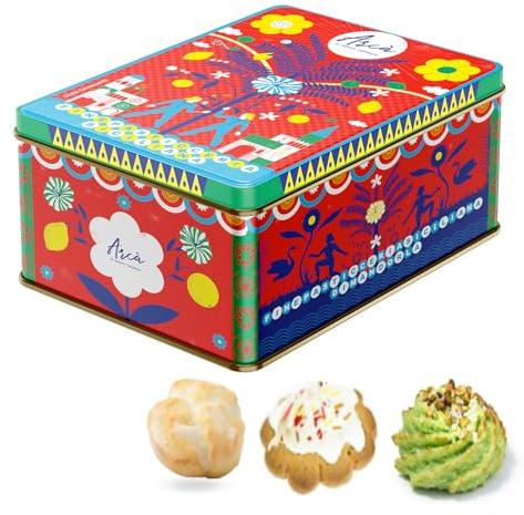 Tumminello® | Dolci Morbidi Ripieni Sicilia | Praline Cocco, Ricci Pistacchio, Cantucci Cioccolato | Pasta Mandorle Sicilia | Latta Rossa Metallo Dolci