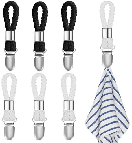 Lot de 6 pinces à serviettes métal Crochets polyvalents pour serviettes de cuisine, salle de bain ou plage