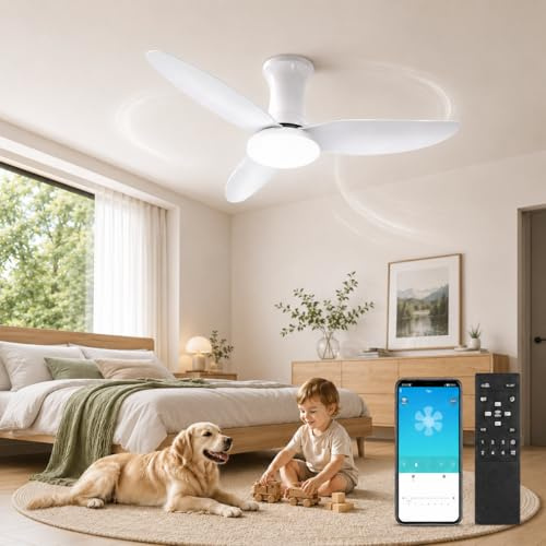 Plafoniera Con Ventilatore 100cm | 3 Temperature Di Colore 6 Velocità 46W LED Ventilatore Da Soffitto Illuminazione Lampada | Da Soffitto Telecomando Dimmerabile Per Soggiorno Camera Da Letto Nero