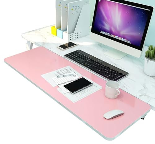 Ergonomic Clamp On Keyboard Tray 90° Folding Desk Extender 55/65/75x25cm Table Mount Armrest Shelf Supports Arms for Comfortable Typing & Gaming Sessions