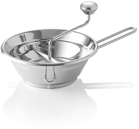 Moulin à légumes - Diamètre : 24,5 cm - Hauteur : 8 cm - Acier chromé 18/0 - Acier nickel-chrome