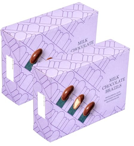 2 x 150g Premium Milk Chocolate Coated Brazil Nuts in Gift Boxes, Enrobed with Milk Chocolate, 300g