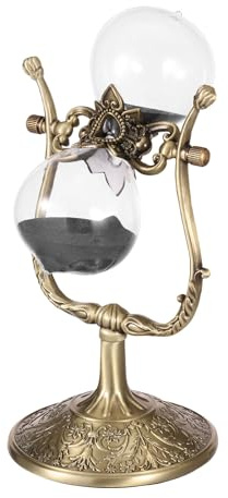 Hourglass Sablier d'ornement - 30 minutes - Minuteur précis - Outil de suivi du temps - Artisanat - Décoration en verre - Pivotant à 360° - En métal antique - Avec socle - Pour la maison, la cuisine