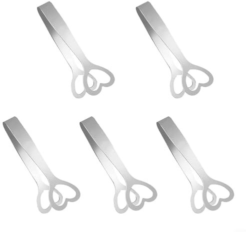 Juego de 5 pinzas de acero inoxidable para hielo y azúcar, ideal para fiestas, barbacoas y uso diario