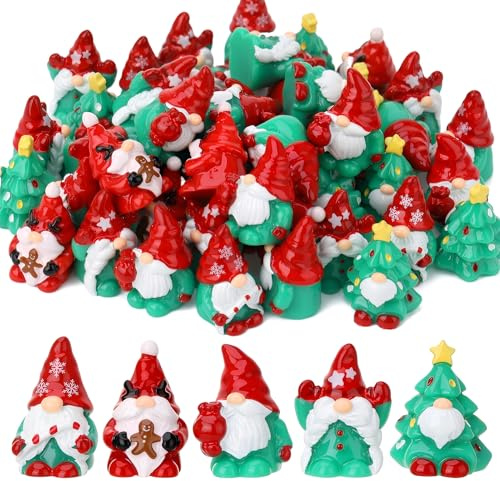 GSrenyu 25 Pcs Christmas Gnomes Resin Gnome,Mini Resin Gnomes Statues,Christmas Outdoor Ornaments for Garden Dollhouse Landscape Decor,Xmas,Craft,Dollhouse,Home Decorations