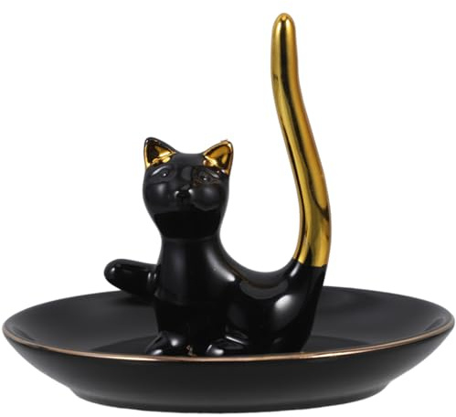 VALICLUD Ceramic Cat Jewellery Tray Jewellery Display Dish for Keys Rings and Small Accessories Trinket Dish for Bathroom Desk Dresser and Bookshelf Home Decor