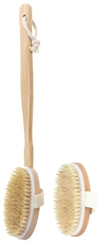 2 Stück Abnehmbare Massage Badbürsten mit Palmgurt und Hängeseil | Holz, Borsten und Pp, Rutschfestes Design, für Bauch und Beine, Praktische Reinigung und Trocknung