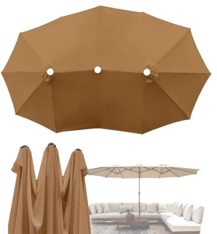 Sombra Extragrande Sombrilla De Patio Grande, Toldo De Recambio Parasol Para Terraza Playa Piscina Terraza Exterior, Cubierta Superior De Sombrilla Triple For Mercado Al Aire Libre(Khaki)