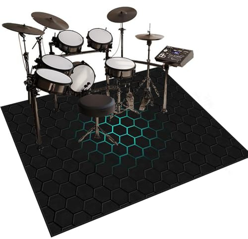 Schlagzeug Matte Schlagzeugteppich rutschfest Schalldicht Drum Teppich Matte Innen und Außen, Elektronisches Jazz Schlagzeug Kit für Bass Snare Drum, Indoor Schallschutz Akustik Teppich 140 x 100 cm