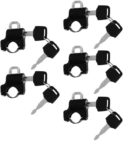Ipetboom 5sets Luccetto di Sicurezza per Casco Moto Blocco Casco Sul Manubrio Lucchetto Antifurto Compatibile Biciclette e Scooter Elettrici Resistente alle Intemperie