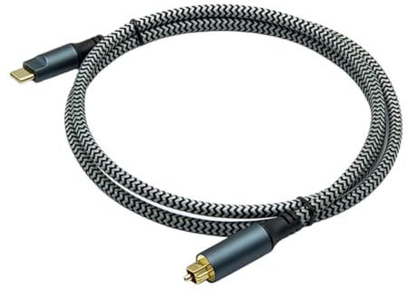 Muuookka Câble Audio Optique USB-C Tressé avec Connecteurs Plaqués, Adapté pour Barres de Son, Haut-Parleurs et Systèmes de Cinéma Maison.