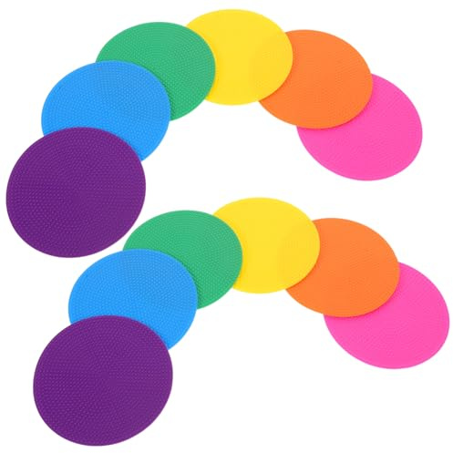 KOMBIUDA Marcadores de Disco Planos de Fútbol 12 Piezas 10 CM Redondos Colores Llamativos Rosa Amarillo Azul Verde Púrpura Naranja Material Resistente para Entrenamiento de