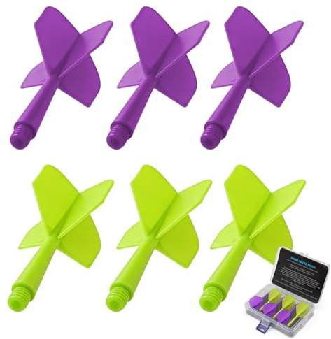 HUANQU Dart Flights mit Schaft, 6 Stück Integrated Dart Flights Zubehör