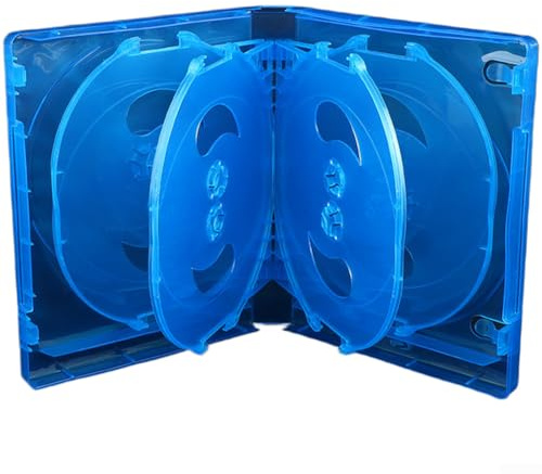 Custodia per 10 dischi in plastica per uso domestico, scatola portaoggetti per Blu-ray, 22 mm, organizer per DVD, contenitore multimediale trasparente (blu)