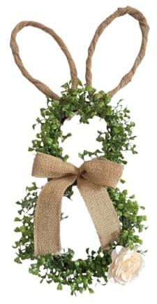 Osterhasenkranz Frühlingskranz 50x25cm, Künstlicher Osterkranz Mit Schleife Und, Leichter Türkranz Für Wand Fenster Tür, Dekoration Für Drinnen Draußen, Zuhause Party Und Garten