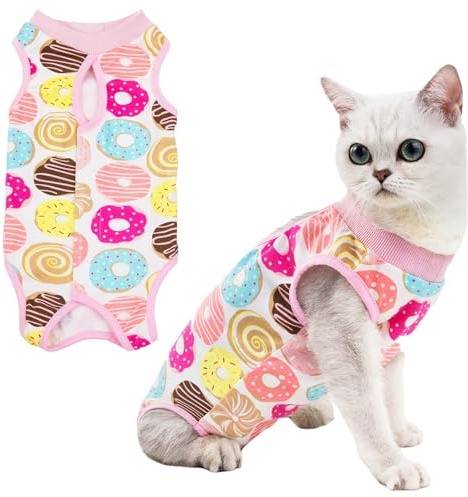 NiceNaiils Tuta per Recupero Gatti, Body Gatto Postoperatorio, Vestito Chirurgico Animale Domestico, Gatto Femmina Post Intervento Tutina,per Ferite Addominali o Malattie Pelle,per 4-8 kg