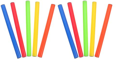 PHENOFICE 10 Piezas Palos de Relevos Infantiles Bastones de Plástico Ligeros para Competiciones Escolares en Colores Rojo, Azul, Verde, Naranja y Amarillo para Exteriores