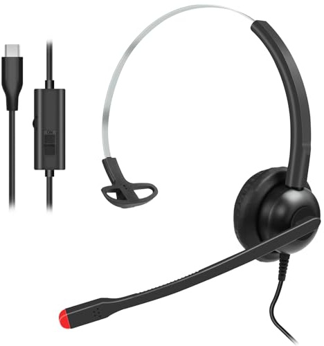 Callez USB-C headset med mikrofon brusreducering, kabelbundna typ C-hörlurar för iPhone 17/16/15 Samsung mobiltelefon laptop Mac surfplatta, PC headset för team zoom, call center kontor skola