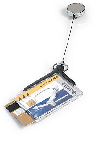 Durable Sicherheitsausweishalter Card Holder Deluxe Pro Duo, für 2 Ausweise, 54 x 85 mm, Bandlänge 80 cm, anthrazit, Packung à 10 Stück, 830858