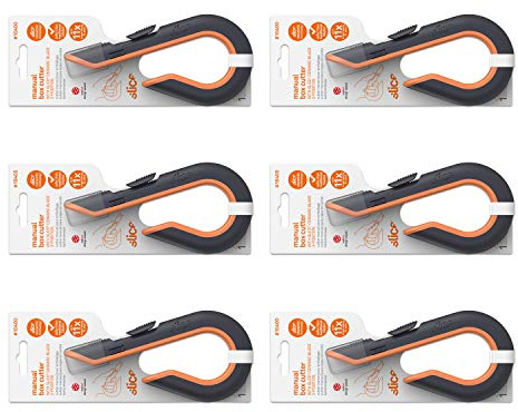 Slice 10503 Box Cutter, Retractable, Utility Knife, Finger Friendly edge, Stays Sharp up to 11x Longer Than Metal , 6 Pack