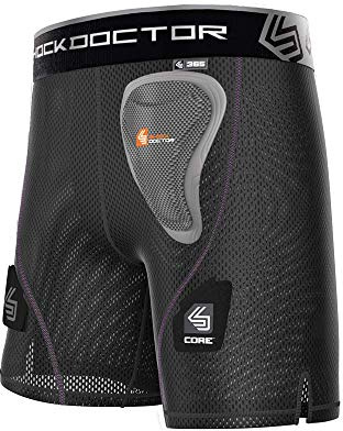 Shock Doctor Women Loose Hockey Shorts with Pelvic Protector Cup Included. Women, Youth, Girls Black