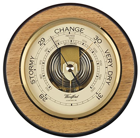 Silver2Love Woodford Wooden Round Barometer - modern design - 7 inch diameter -