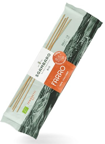 Sgambaro Pasta di Farro Selezione Bio Spaghetti N.5-500g Pasta Farro 100% Italiana - a Basso Contenuto di Grassi, Fonte di Fibre, Proteine e Zinco - Ideale per Diete Sane e Naturali