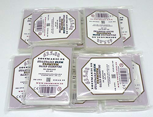 Docsmagic.de 10 x 50 Premium Board Card Game Sleeves Clear - Slim Standard - 65 x 89