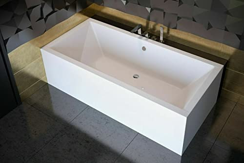 Eckbadewanne Acryl Badewanne 155/160/170/175/180/190 cm weiß QUADRO ohne Schürze (155 x 70 cm)
