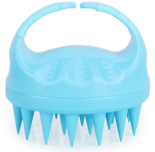 FREATECH Brosse Shampoing Massage Cuir Chevelu avec Poils Longs & Doux en Silicone pour Soin Cheveux et Massage Tete, Brosse Lavage Cheveux Ergonomique pour Pellicules et Croissance Cheveux Bleu Clair