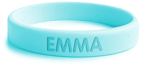 bienpegado Pulsera personalizada SOS para niños de silicona, ideal para salidas y paseos. En varios tamaños y colores. Resistente al agua y duradera. (Azul Turquesa)