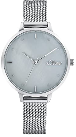 s.Oliver Armbanduhr Damen Quarzuhr Analog, mit Edelstahl Armband, 3 bar Wasserdicht, Kommt in Uhren Geschenk Box